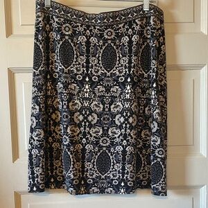 Max Studio Black, Blue, and White A-Line Skirt